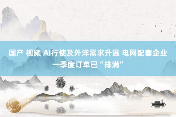 国产 视频 AI行使及外洋需求升温 电网配套企业一季度订单已“排满”